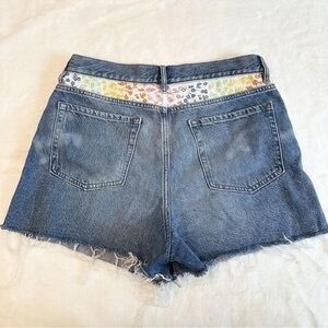 Pacsun denim size 26 distressed embroidered floral ultra high rise wedgie shorts